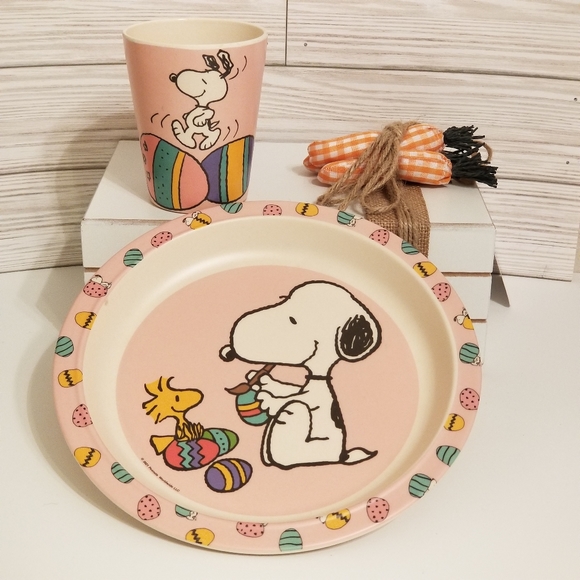 Peanuts Easter Holiday Snoopy Kids Eating Set New - Picture 4 of 4